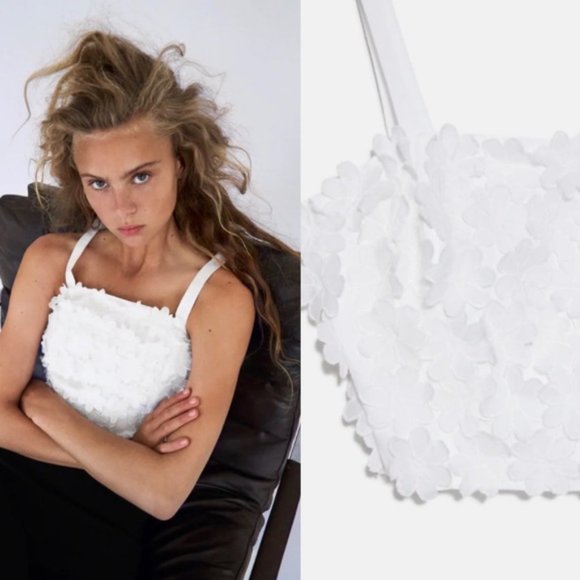 Zara Cropped Textured Weave Top M - Picture 1 of 4